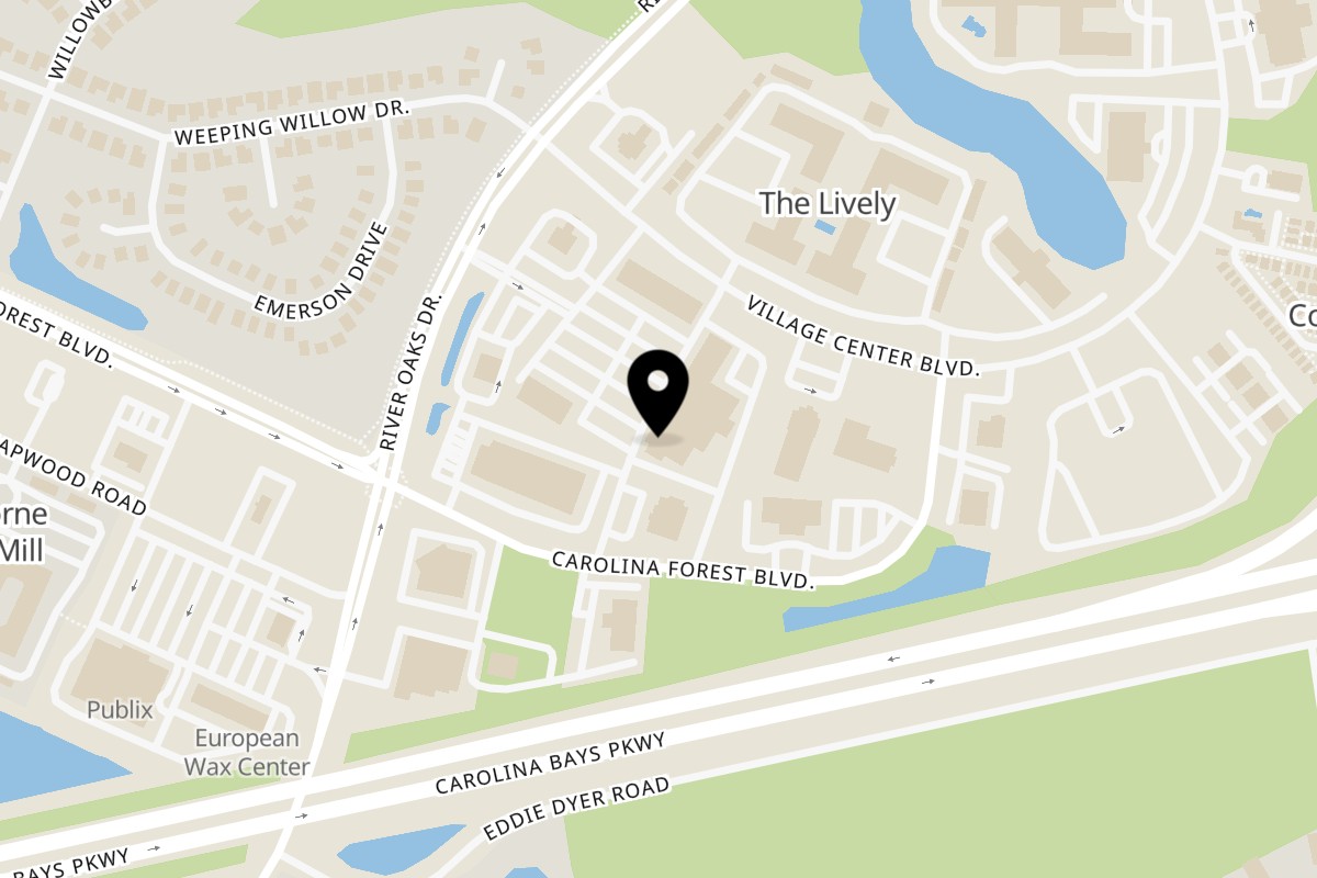Map showing the location of Seabasil Thai & Seafood on 4036 River Oaks Dr #9 in Myrtle Beach